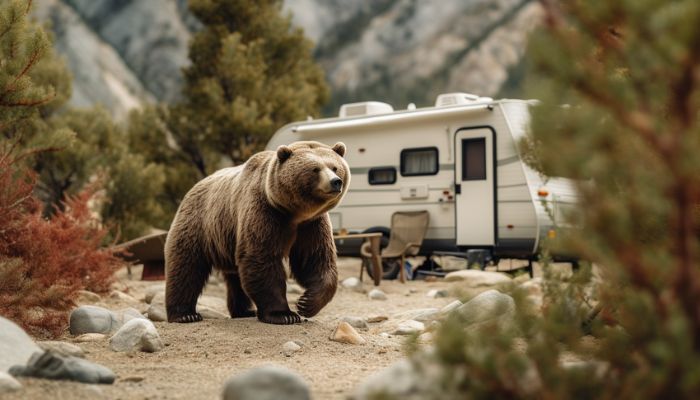 A Bear Next to an RV while Dispersed Camping